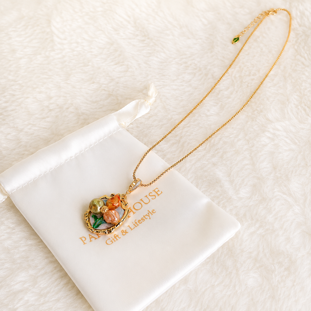 24K Gold Plated Multicolor Stone Cluster Ornate Pendant Adjustable Necklace