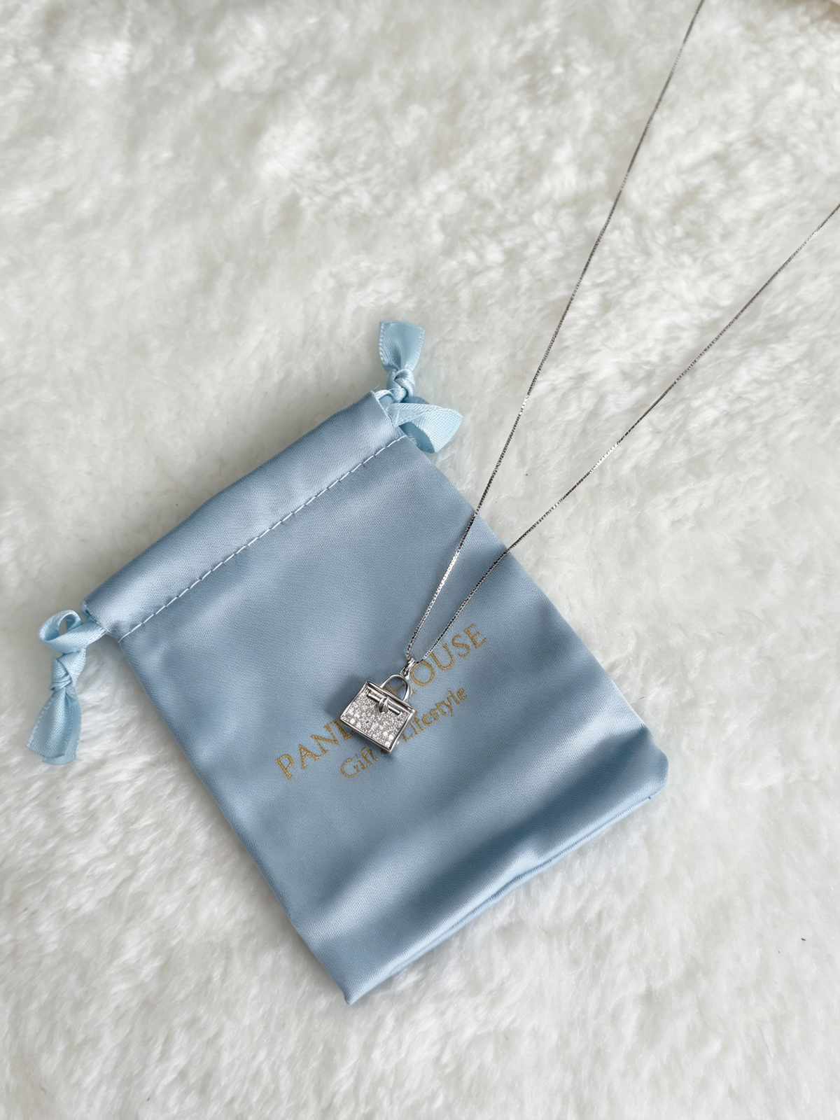 S925 Sterling Silver Moissanite Handbag Pendant Necklace
