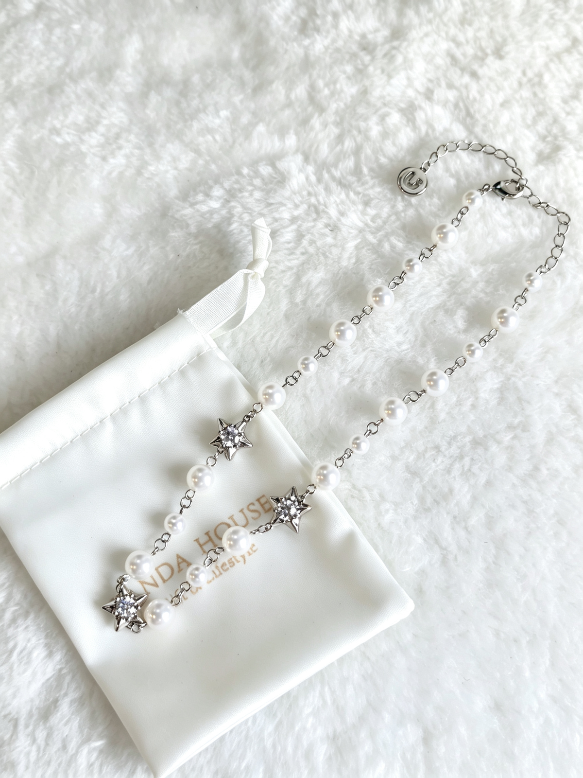 S925 Sterling Silver Pearl & Star Necklace