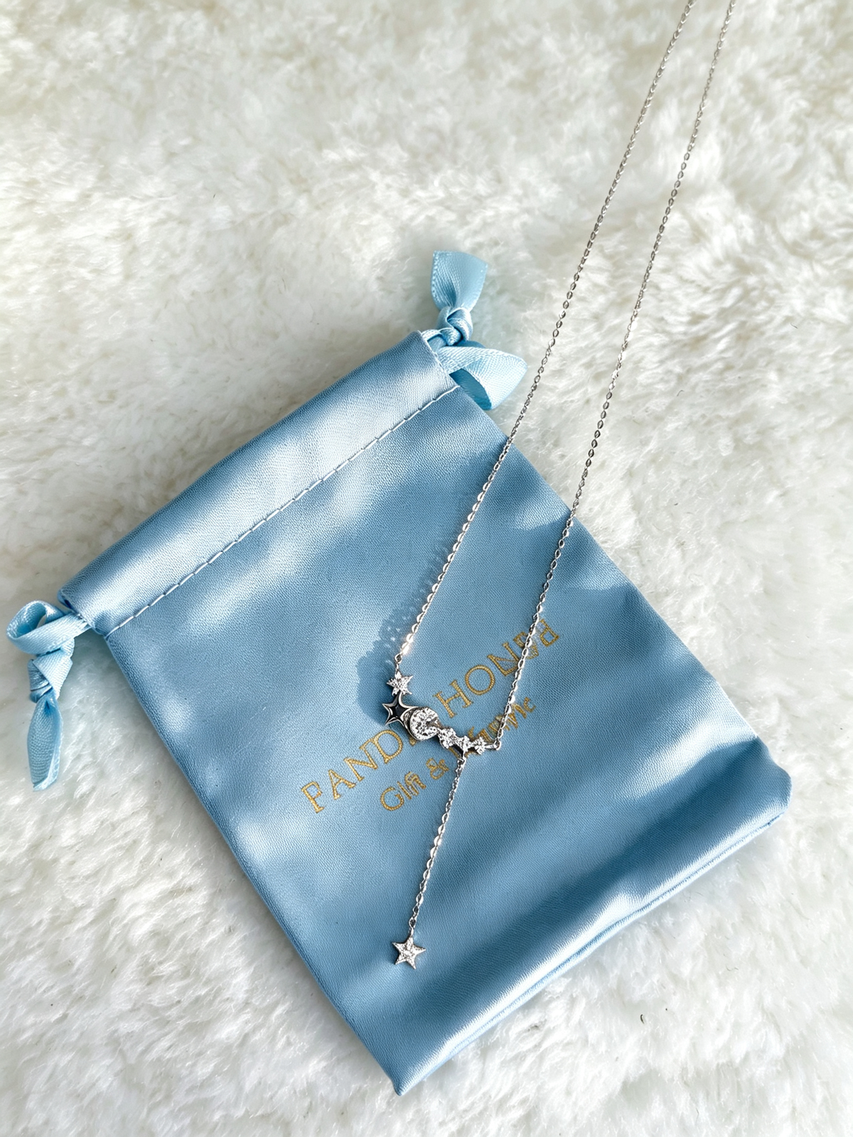 Moissanite Celestial Star Drop Necklace in S925 Sterling Silver