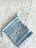 Moissanite Saturn & Star Drop Necklace in S925 Sterling Silver