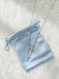S925 Sterling Silver Blue Moissanite Floral Station Necklace