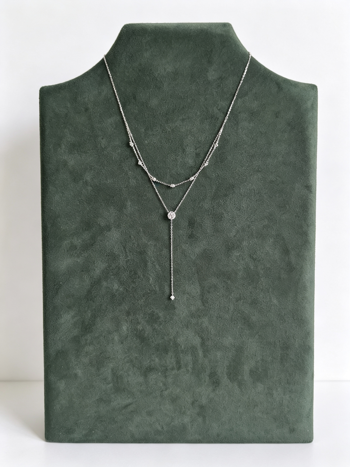 S925 Sterling Silver Moissanite Layered Y Necklace