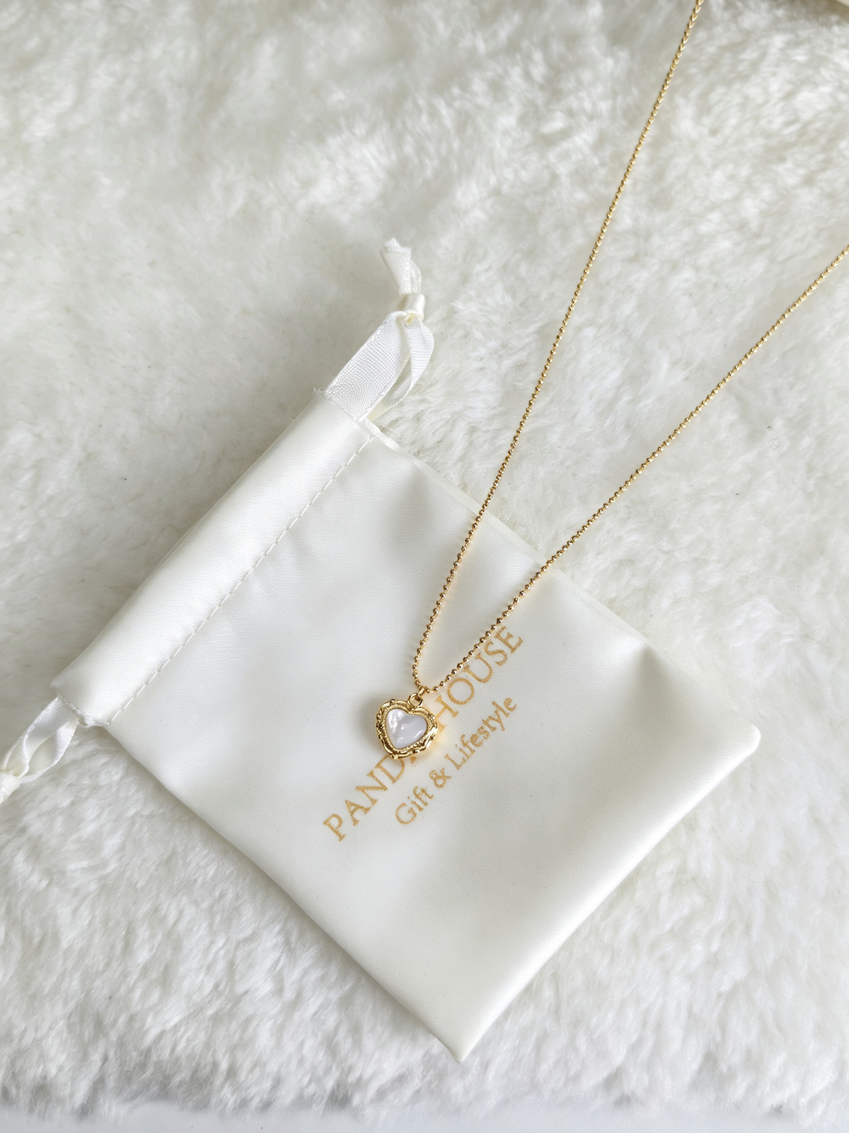 24K Gold-Plated Mother-of-Pearl Heart Pendant Necklace