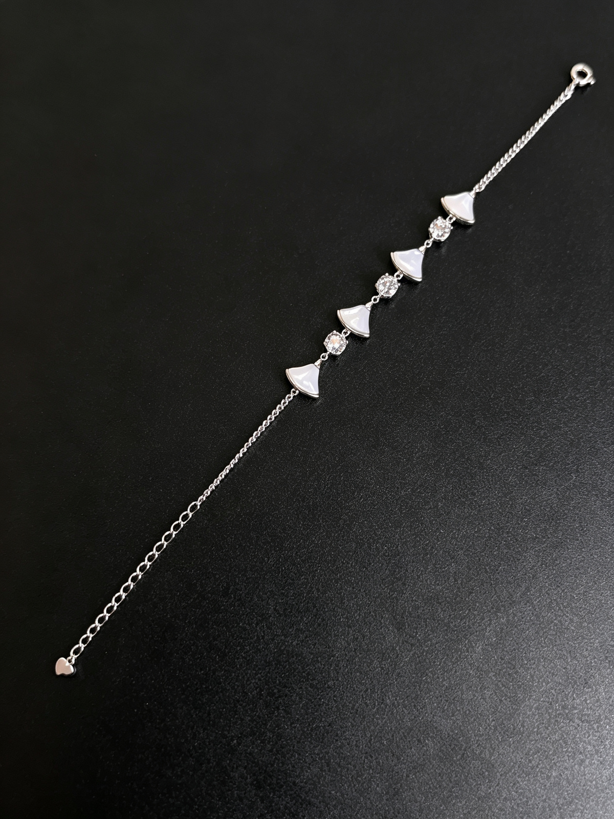 S925 Sterling Silver Moissanite & Mother-of-Pearl Bracelet