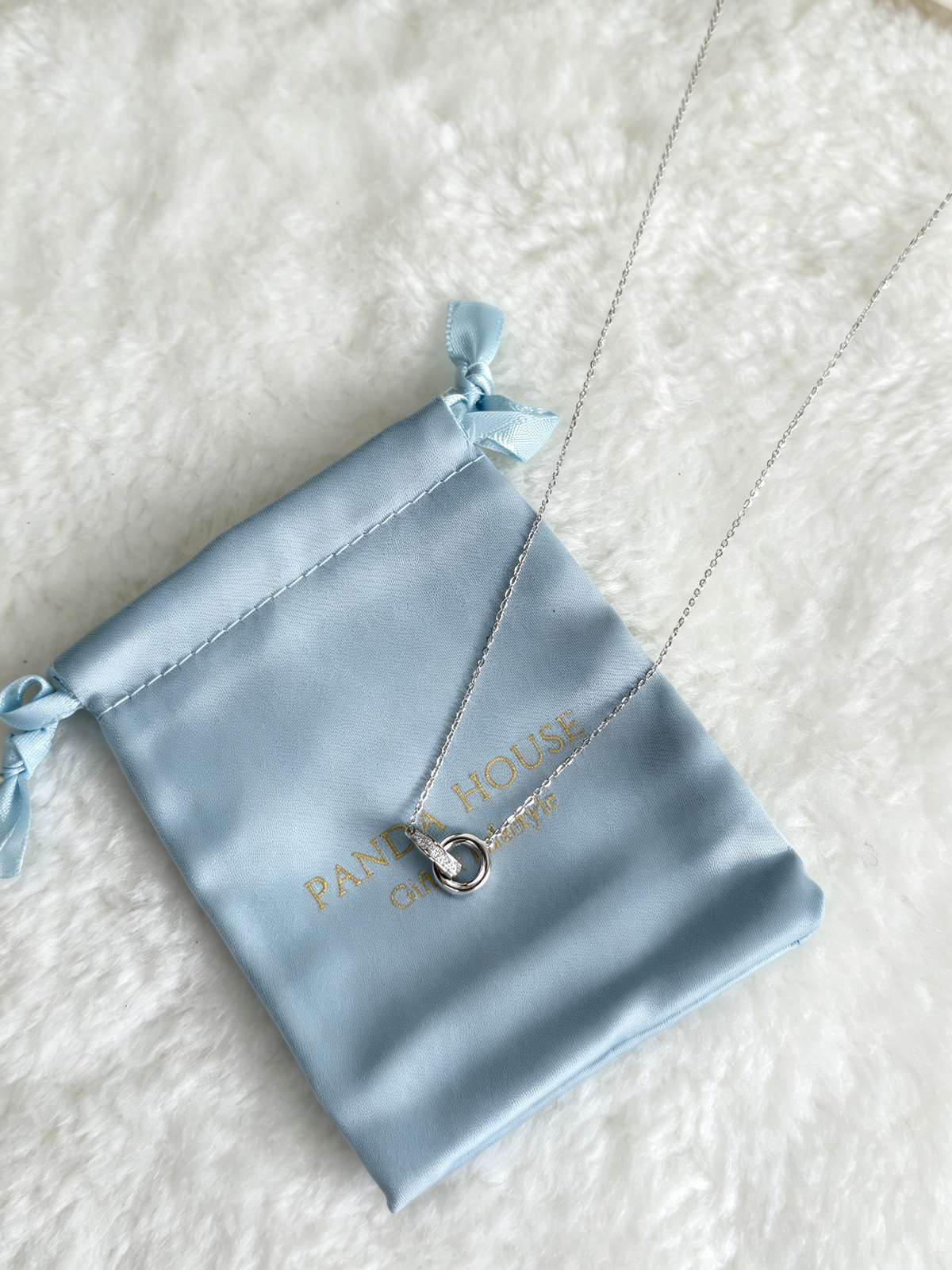 925 Sterling Silver Moissanite Interlocking Circle Necklace
