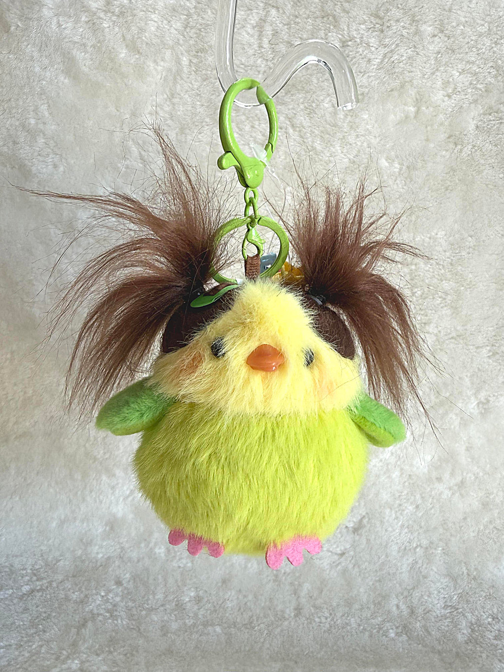 Fluffy Crazy-Hair Chirping Bird Keychain