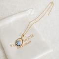24K Gold Plated Blue Rose Cameo Pearl Necklace