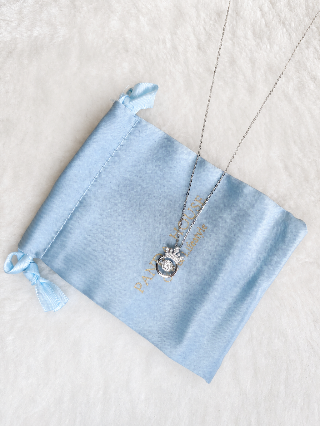 Crown Dancing Moissanite Necklace in S925 Sterling Silver