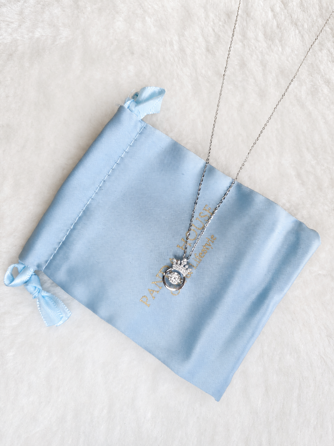Crown Dancing Moissanite Necklace in S925 Sterling Silver