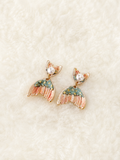 24K Gold Plated Fan Wing Pearl Coral Sage Enamel Drop Earrings – Panda House
