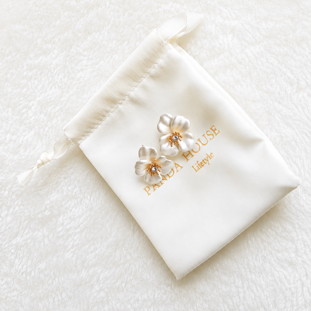 Resin Four Petal Flower Stud Earrings with S925 Silver Post – Panda House