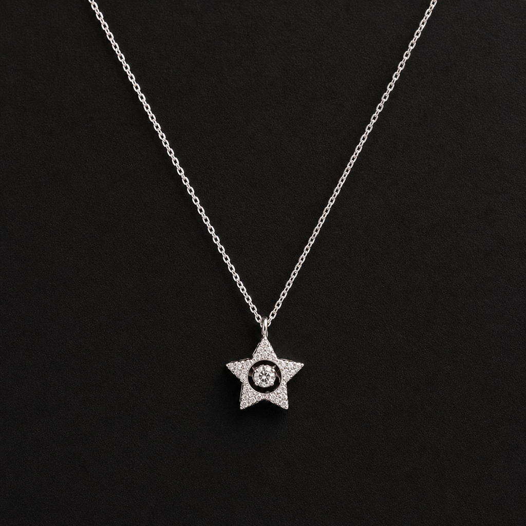 Starlit Motion Dancing Moissanite Star Necklace in S925 Sterling Silver