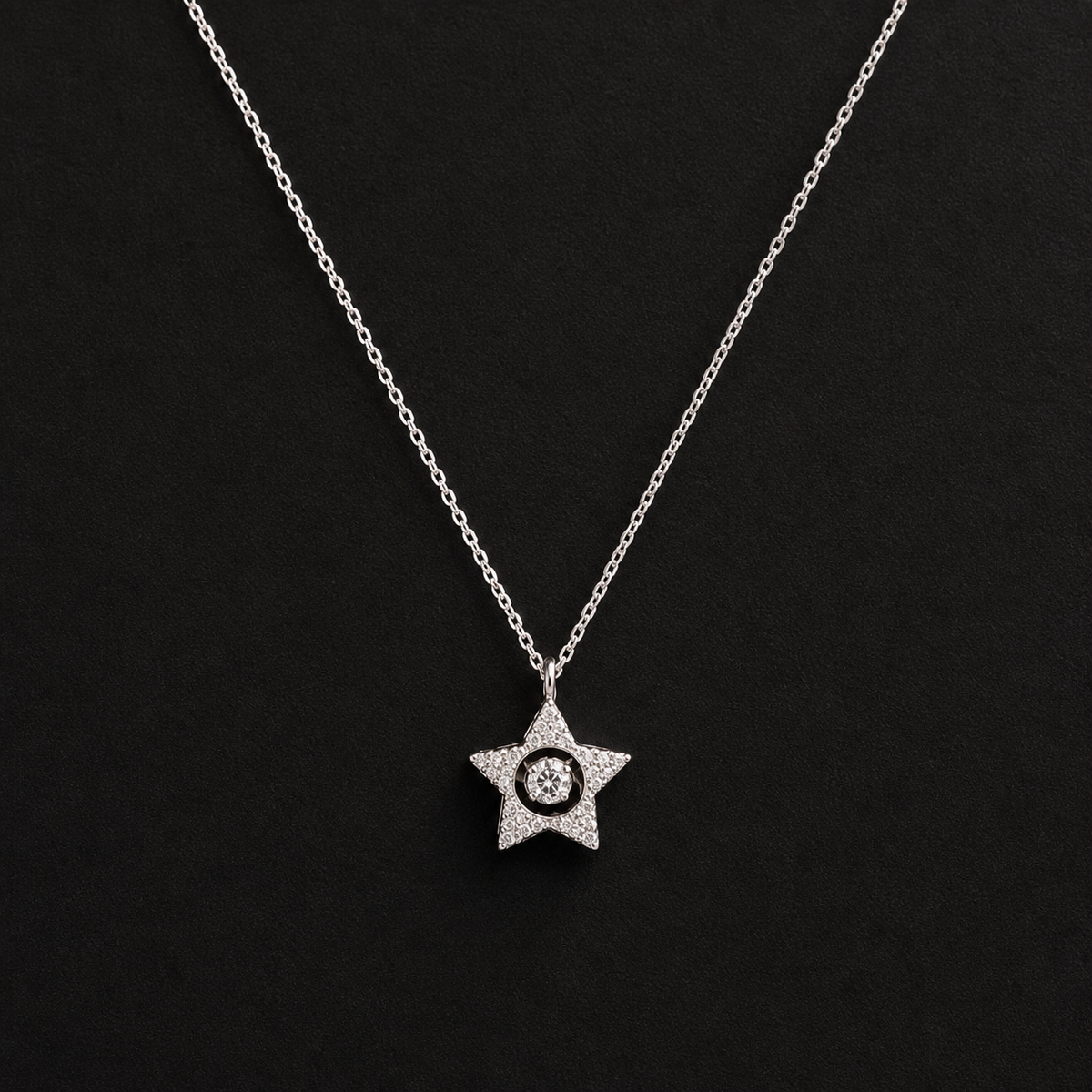 Starlit Motion Dancing Moissanite Star Necklace in S925 Sterling Silver