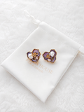 24K Gold Plated Organic Petal Lavender Enamel Baroque Pearl Gold Rose Stud Earrings – Panda House