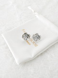 S925 Sterling Silver Sculpted Rose Flower Crystal Stud Earrings – Panda House