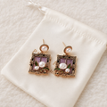 24K Gold Plated Victorian Baroque Frame Pearl Butterfly Drop Earrings