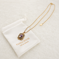 24K Gold Plated Amethyst & Pearl Vintage Pendant Necklace