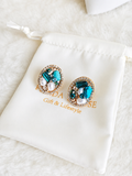 Gold Plated Turquoise & Baroque Pearl Ocean Treasure Oval Stud Earrings – Panda House
