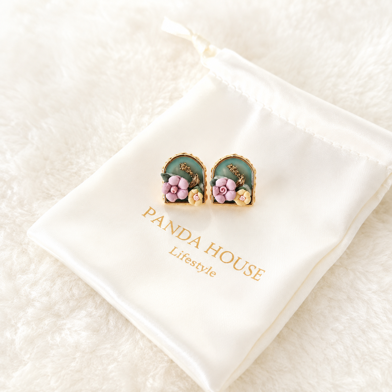 24K Gold Plated Arch Window Secret Garden Stud Earrings – Panda House