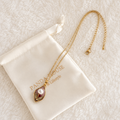 24K Gold Plated Mother of Pearl Baroque Pearl Teardrop Leaf Pendant Necklace