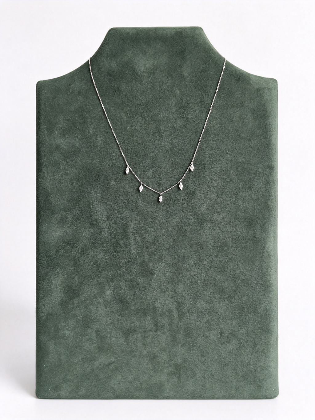 S925 Sterling Silver Blue Moissanite Marquise Station Necklace