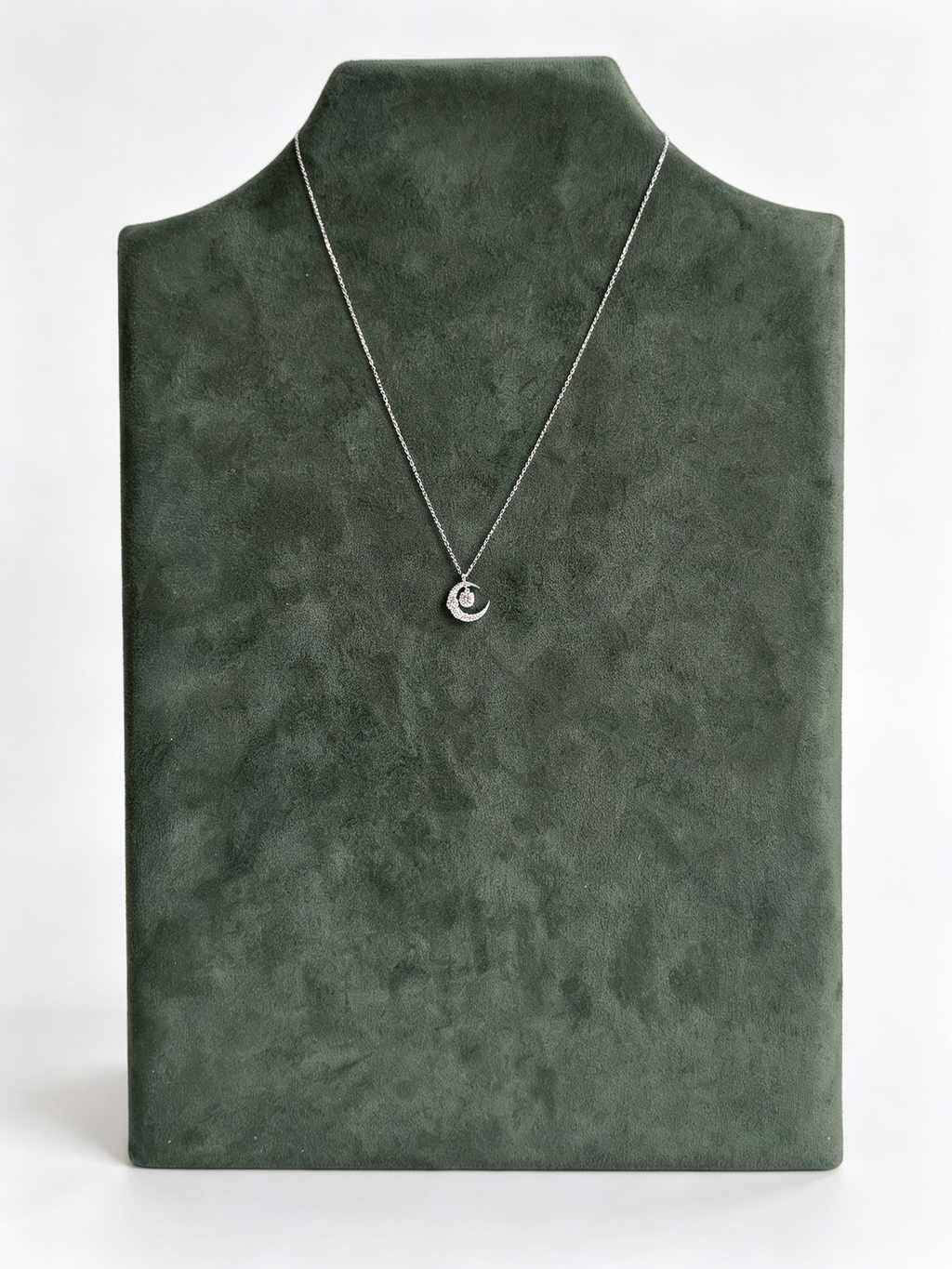 S925 Sterling Silver Moissanite Crescent Moon Necklace