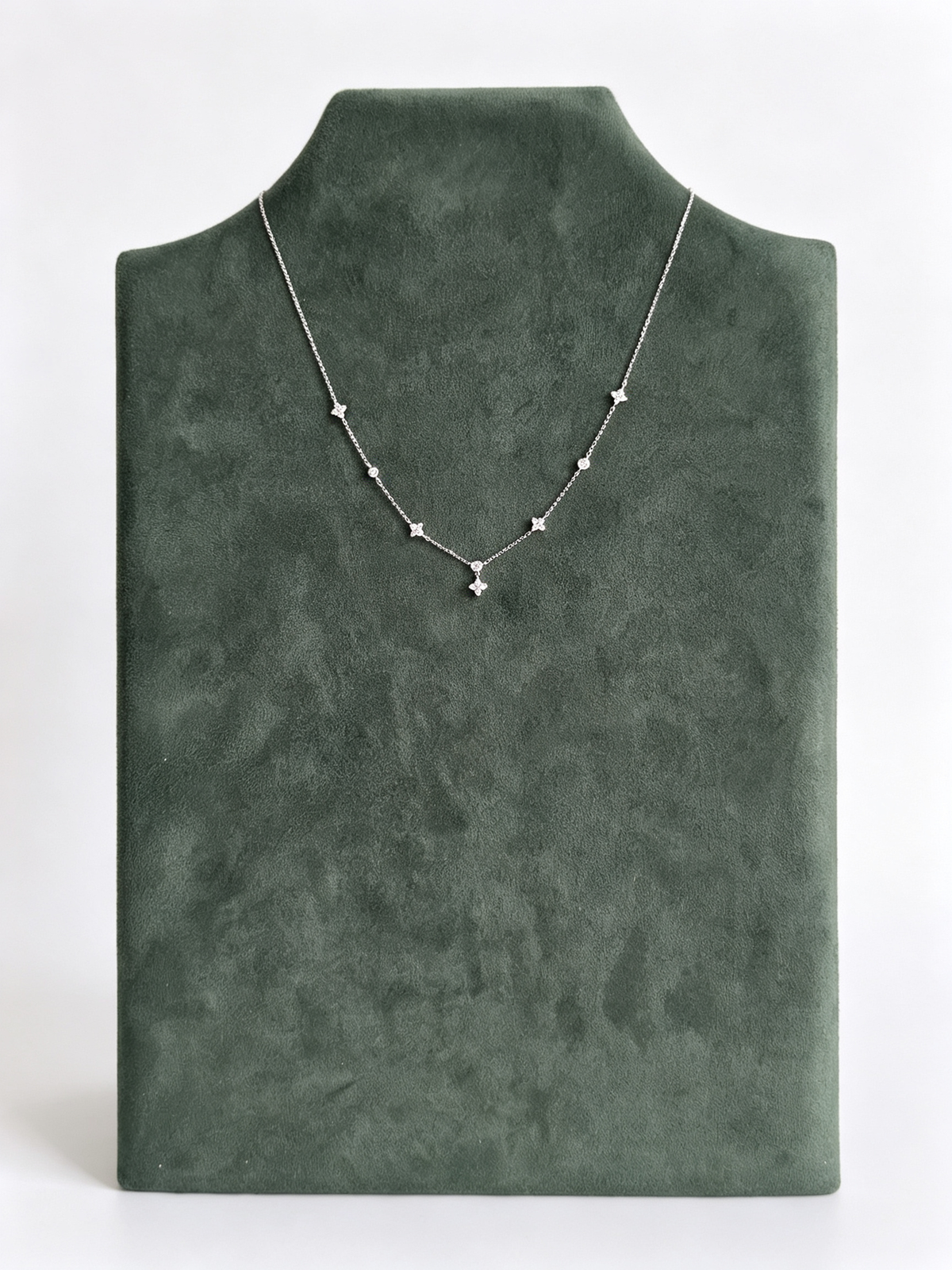 S925 Sterling Silver Blue Moissanite Floral Station Necklace