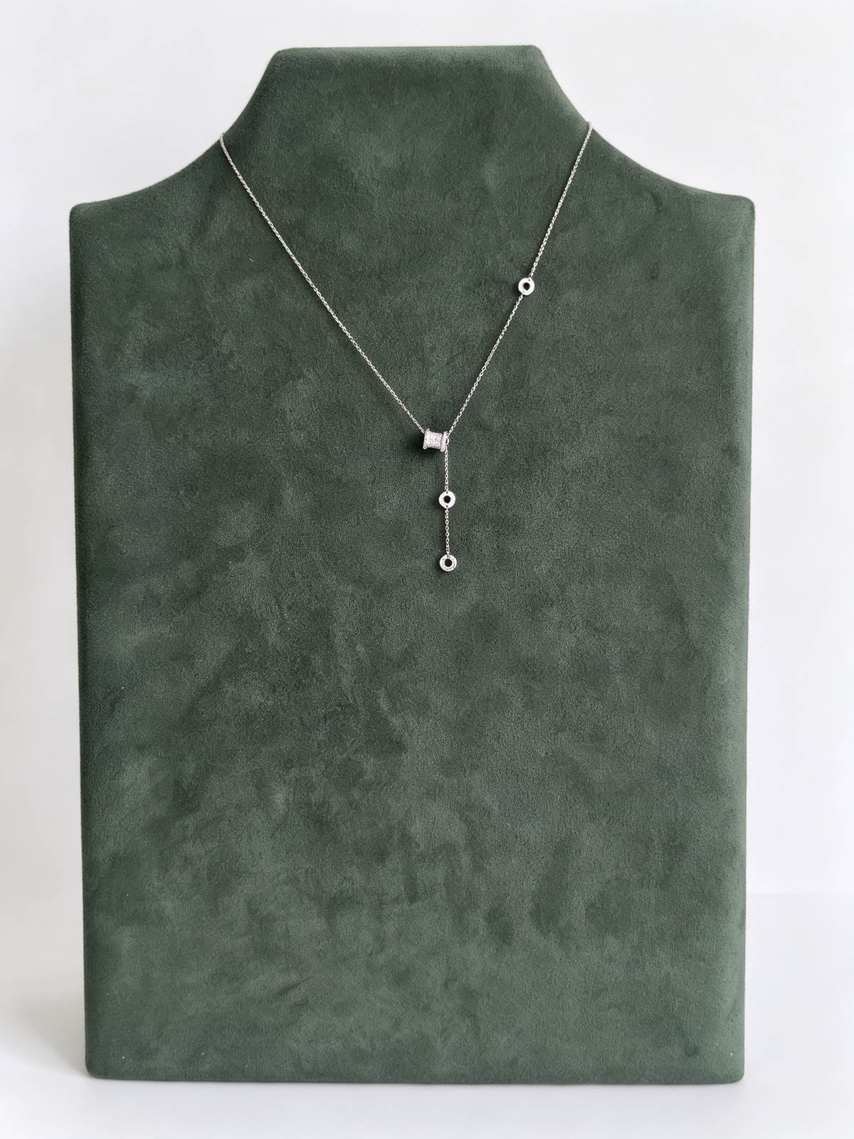 S925 Sterling Silver Moissanite Cylinder Drop Y Necklace