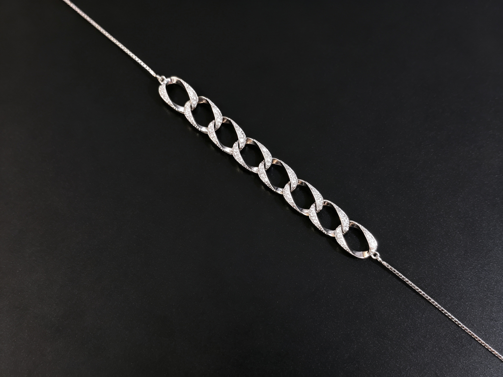 Moissanite Chain Link Bracelet in S925 Sterling Silver