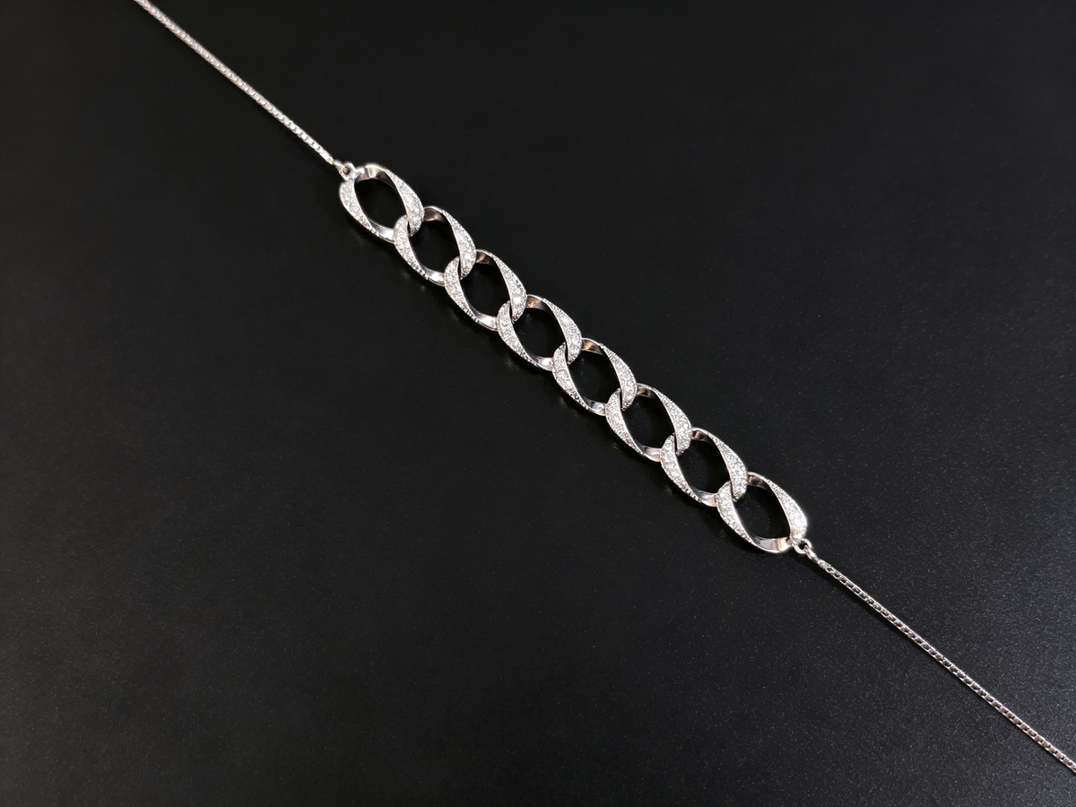Moissanite Chain Link Bracelet in S925 Sterling Silver