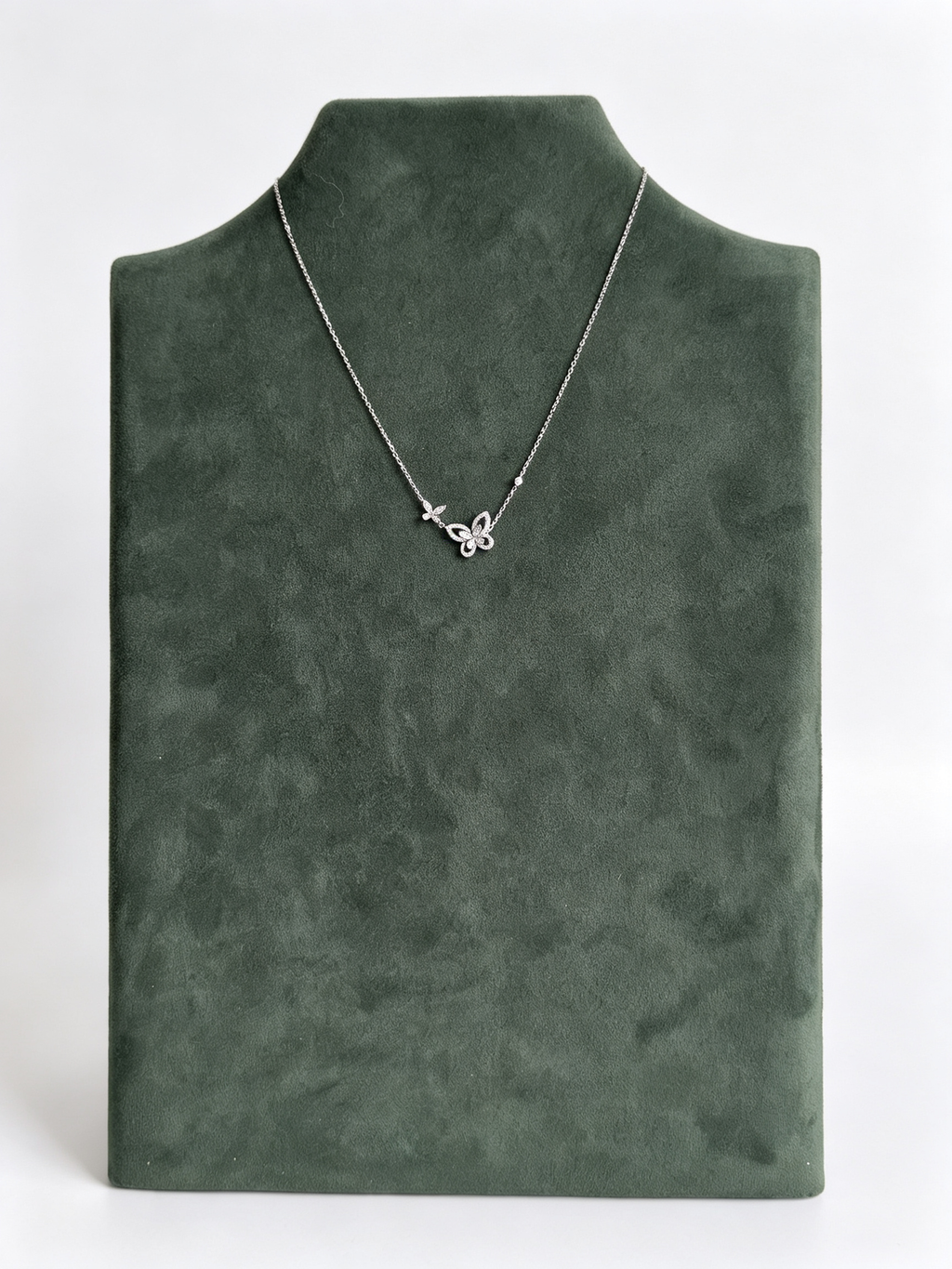 925 Sterling Silver Moissanite Double Butterfly Necklace