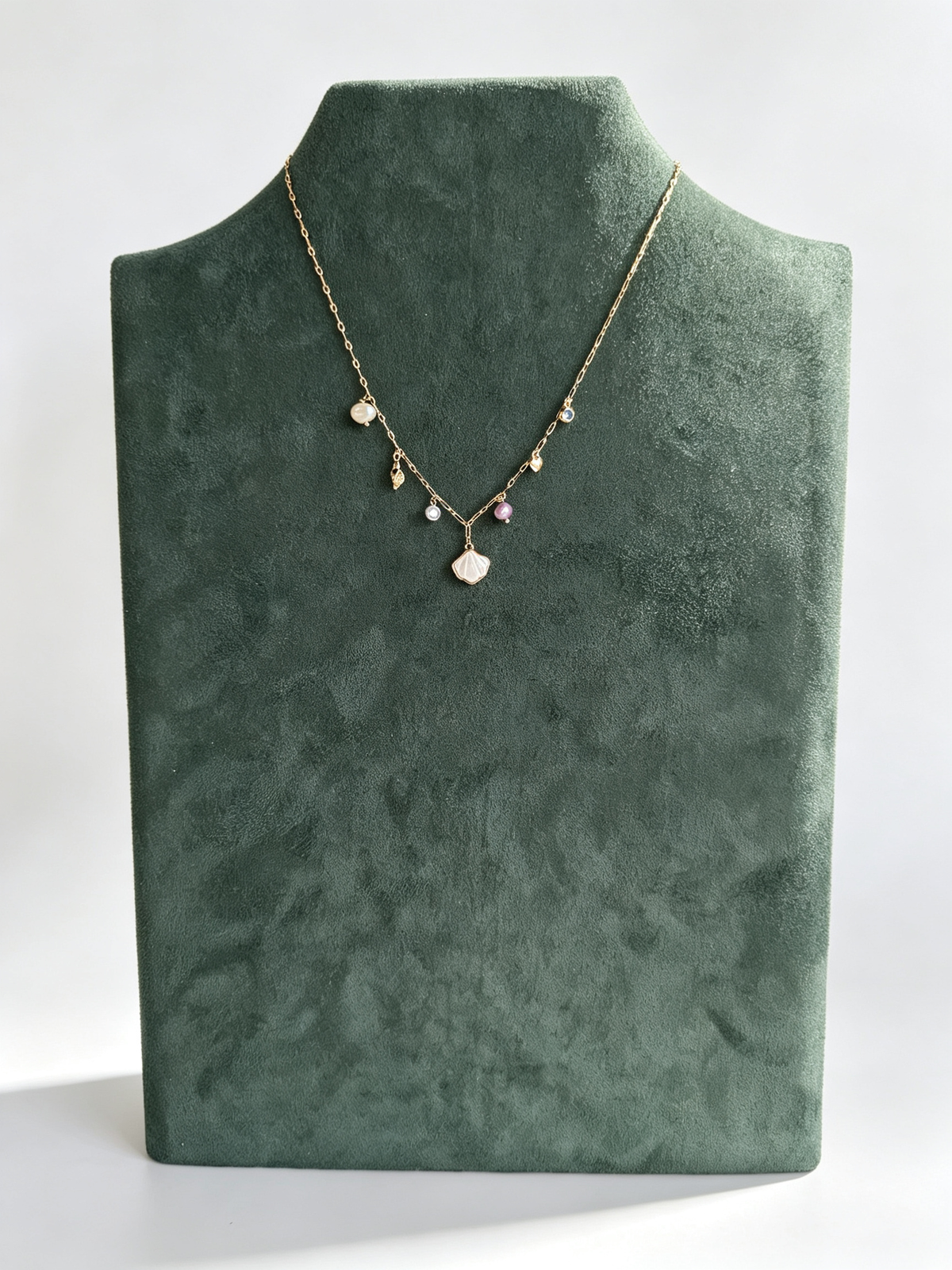 24K Gold-Plated Mother-of-Pearl Shell Charm Necklace