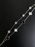 Moissanite & Mother-of-Pearl Clover Double-Layer Bracelet
