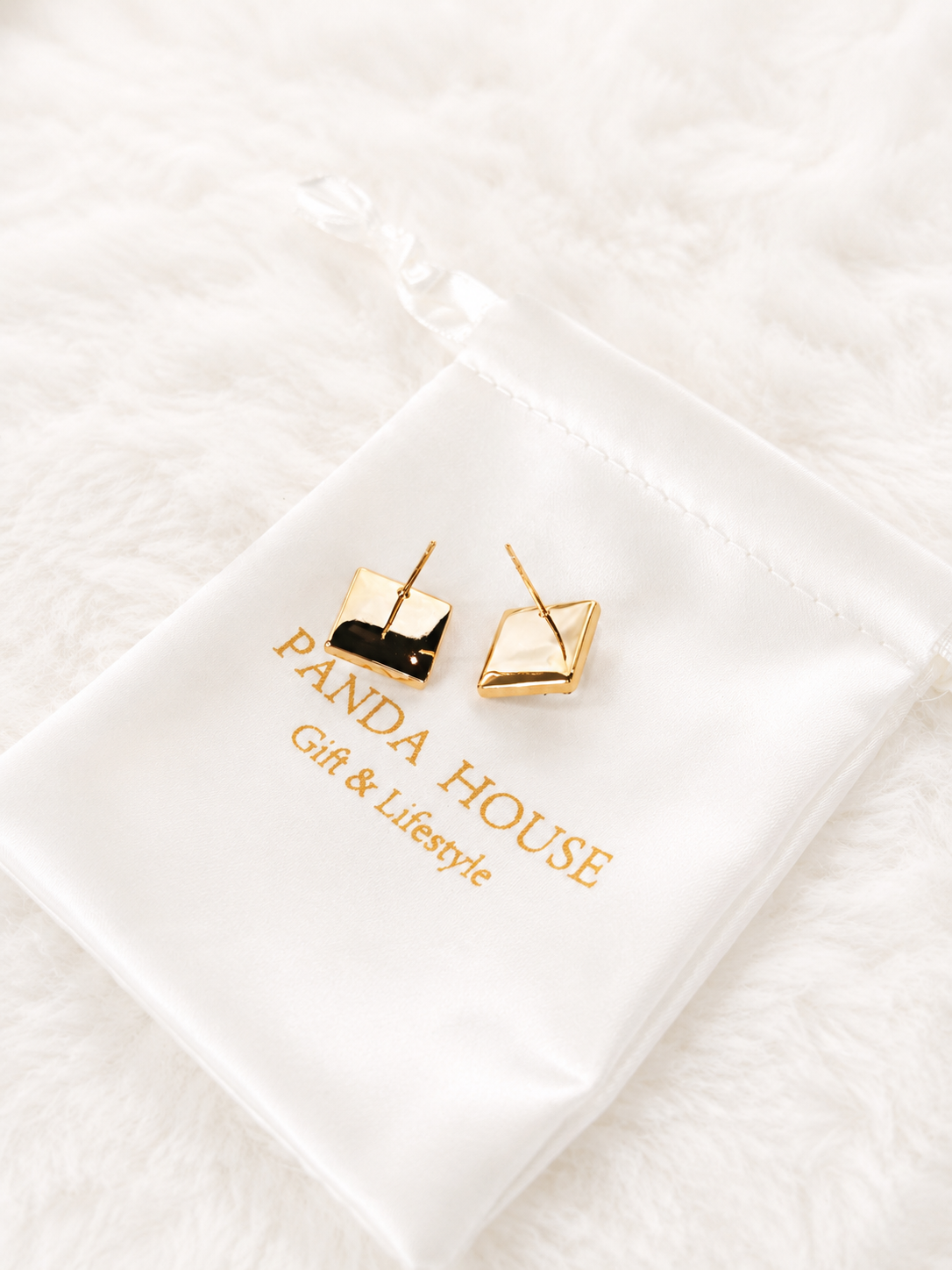 24K Gold Plated Square Abstract Colorblock Enamel Pearl Stud Earrings – Panda House