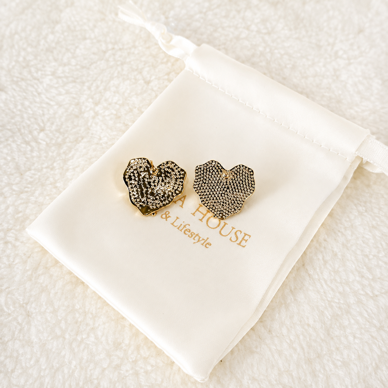 24K Gold Plated Mint Enamel Baroque Pearl Organic Petal Stud Earrings