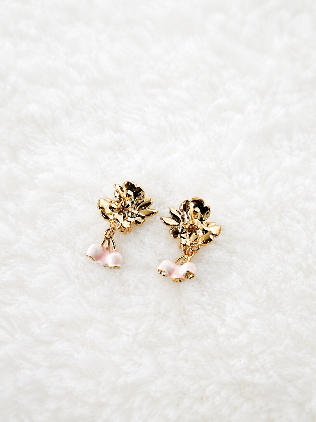24K Gold Plated Cherry Blossom Cluster Bell Drop Earrings – Panda House