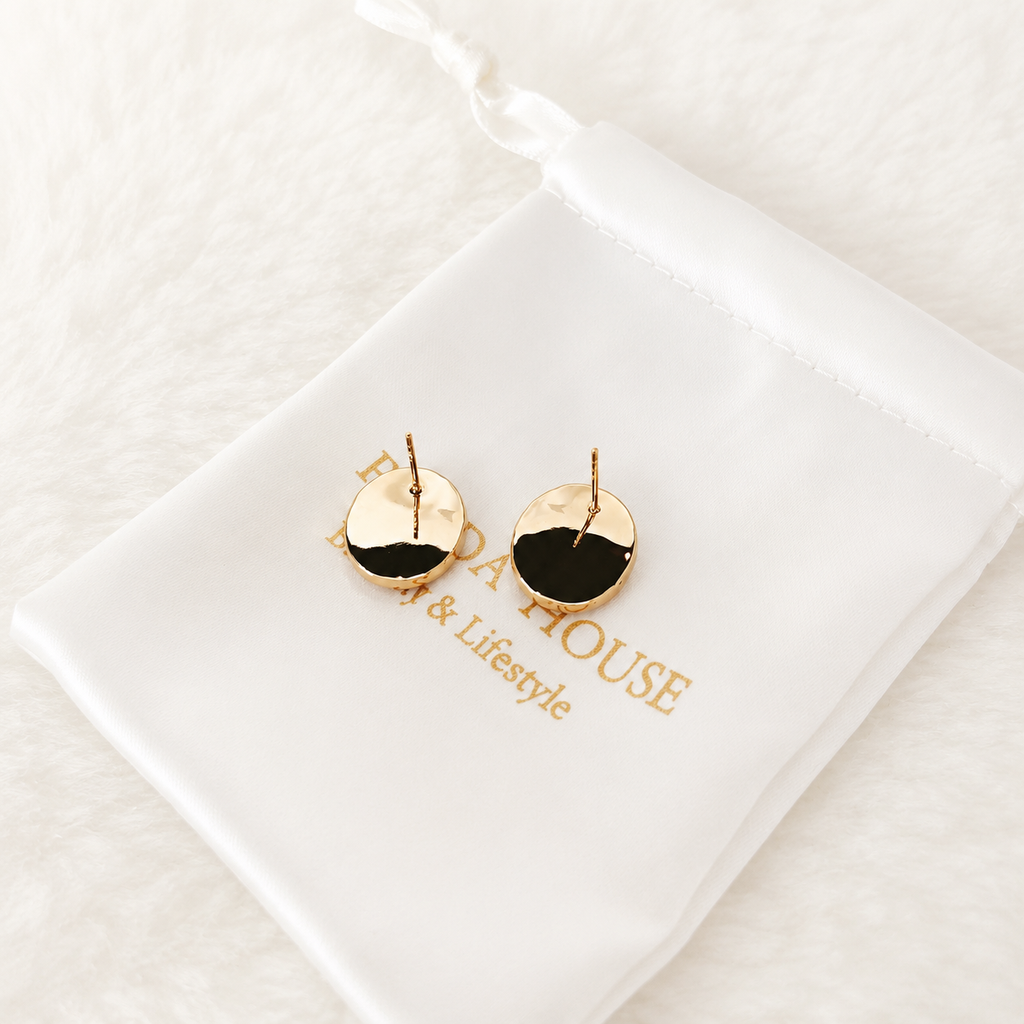 24K Gold Plated Oval Rope Frame Purple Rose Bouquet Pearl Crystal Stud Earrings – Panda House