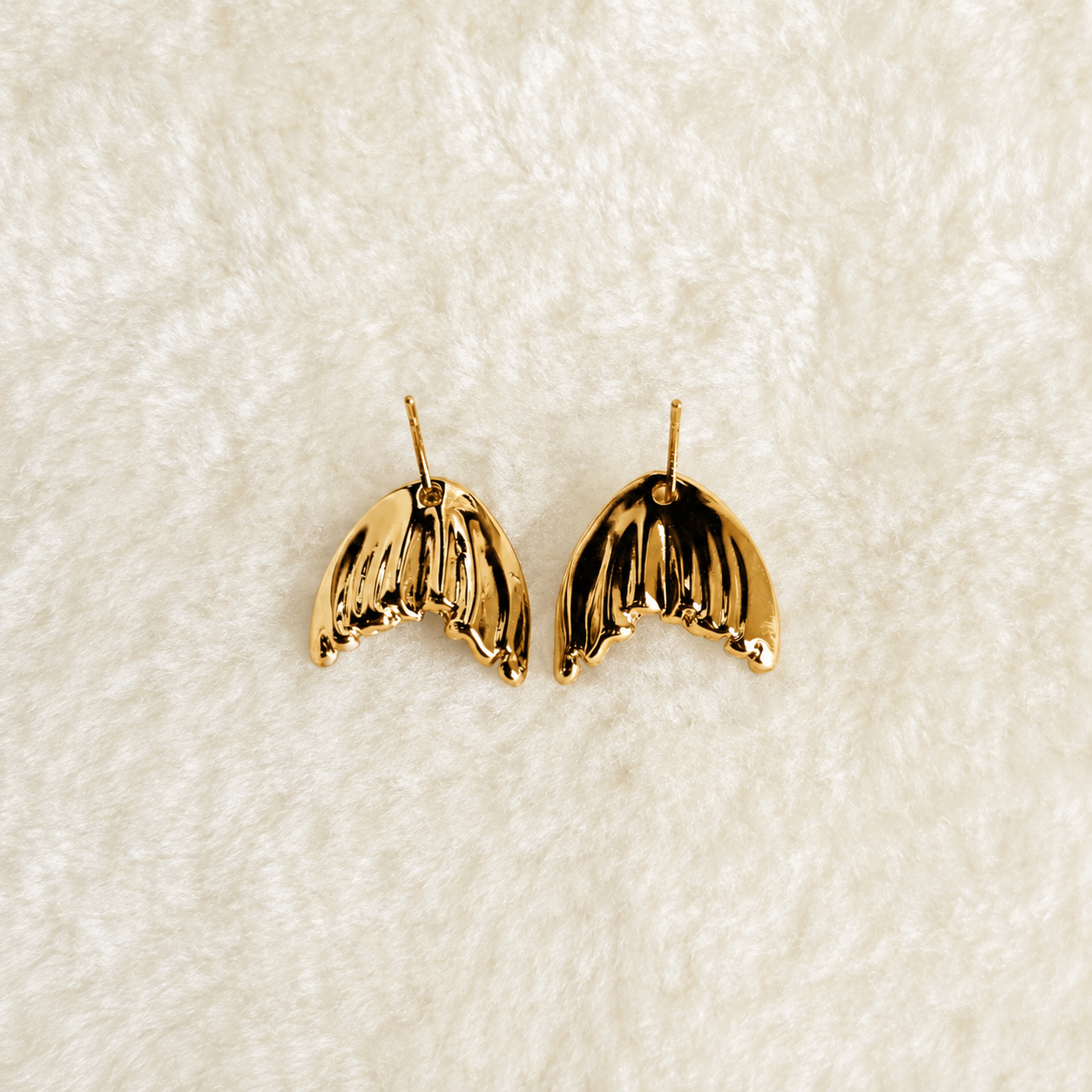 24K Gold Plated Angel Wing Pearl & Blue Crystal Stud Earrings – Panda House