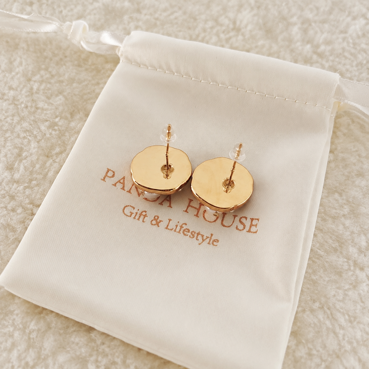 24K Gold Plated Oil Painting Botanical Enamel Pearl Stud Earrings