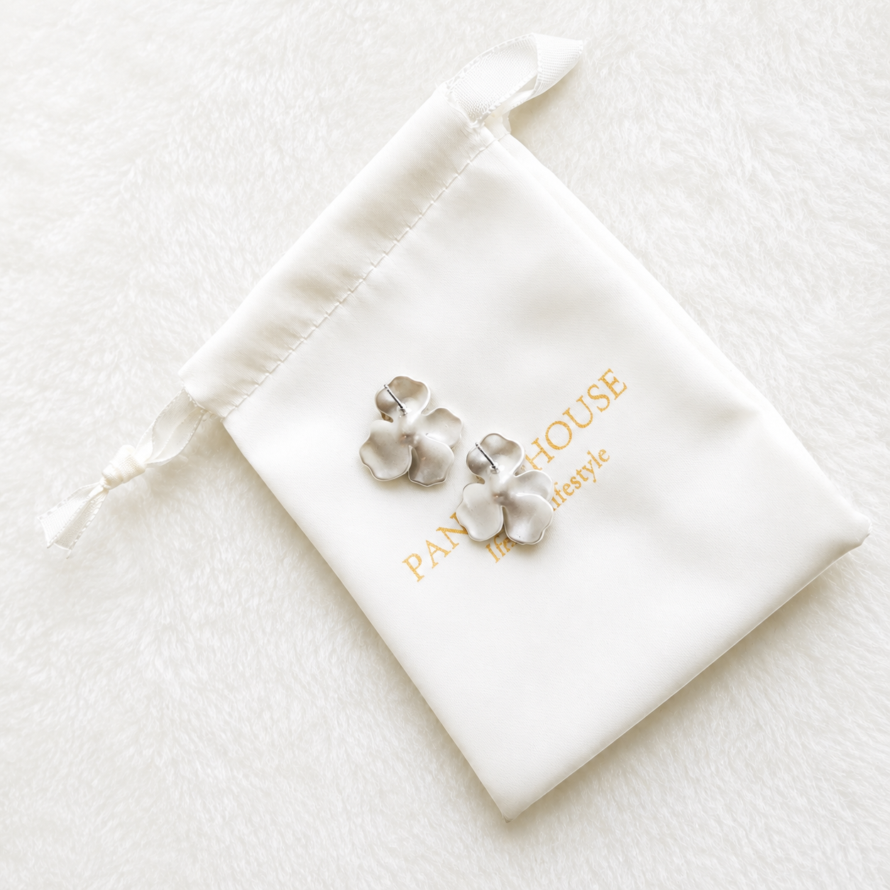 Resin Four Petal Flower Stud Earrings with S925 Silver Post – Panda House