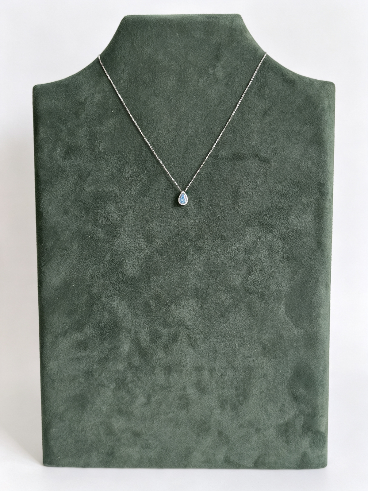 Blue Moissanite Pear-Cut Pendant Necklace in S925 Sterling Silver