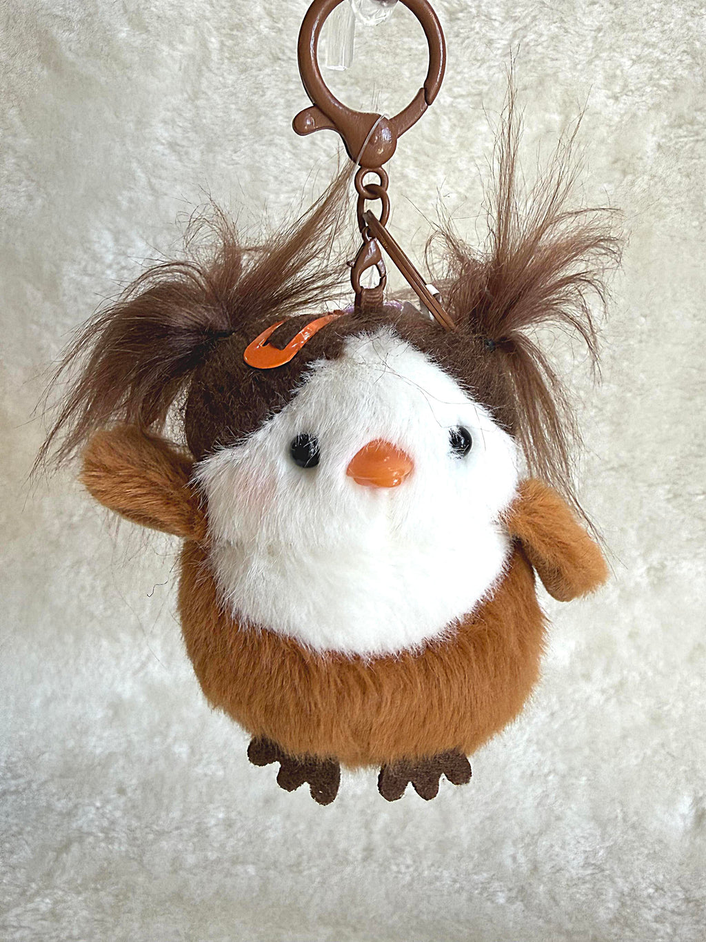 Fluffy Crazy-Hair Chirping Bird Keychain