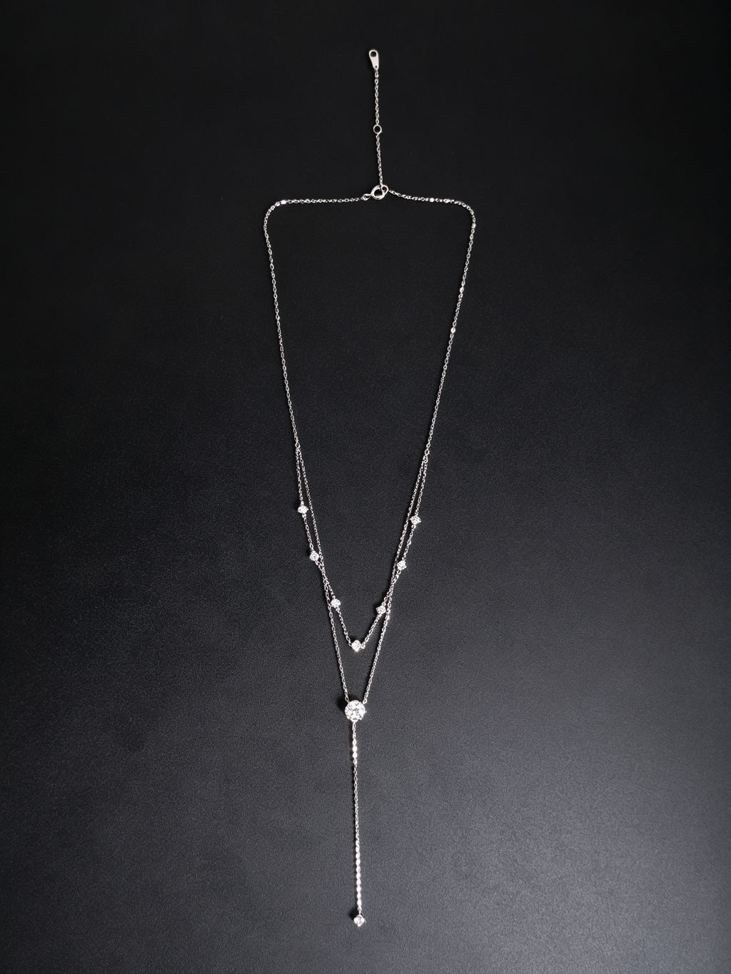 S925 Sterling Silver Moissanite Layered Y Necklace