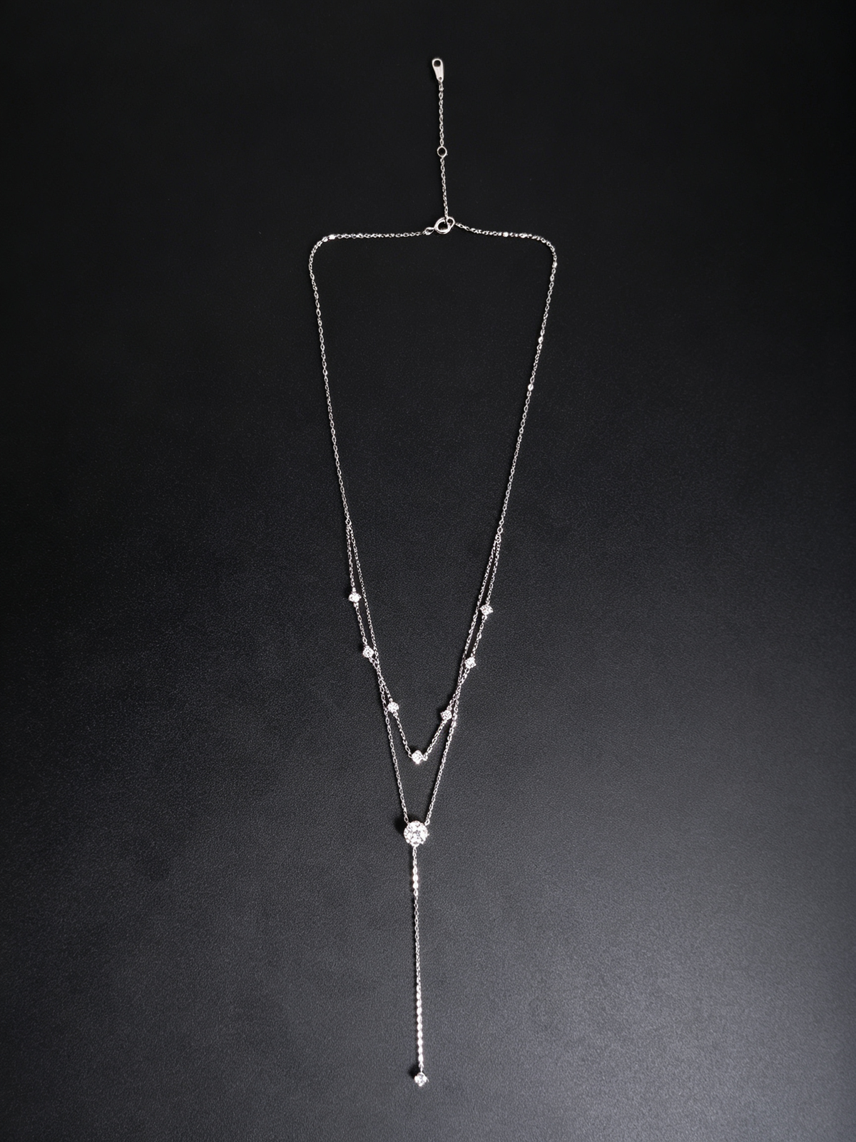 S925 Sterling Silver Moissanite Layered Y Necklace