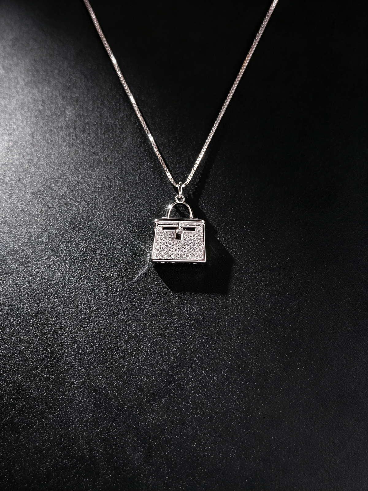 S925 Sterling Silver Moissanite Handbag Pendant Necklace