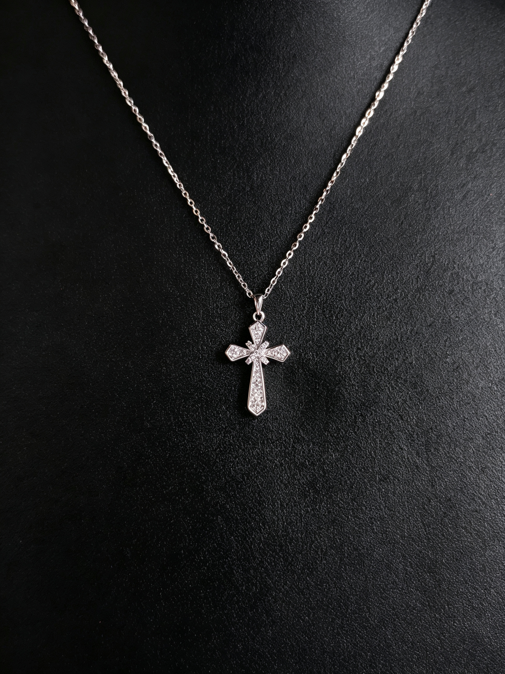 Full‑Paved Moissanite Cross Pendant Necklace