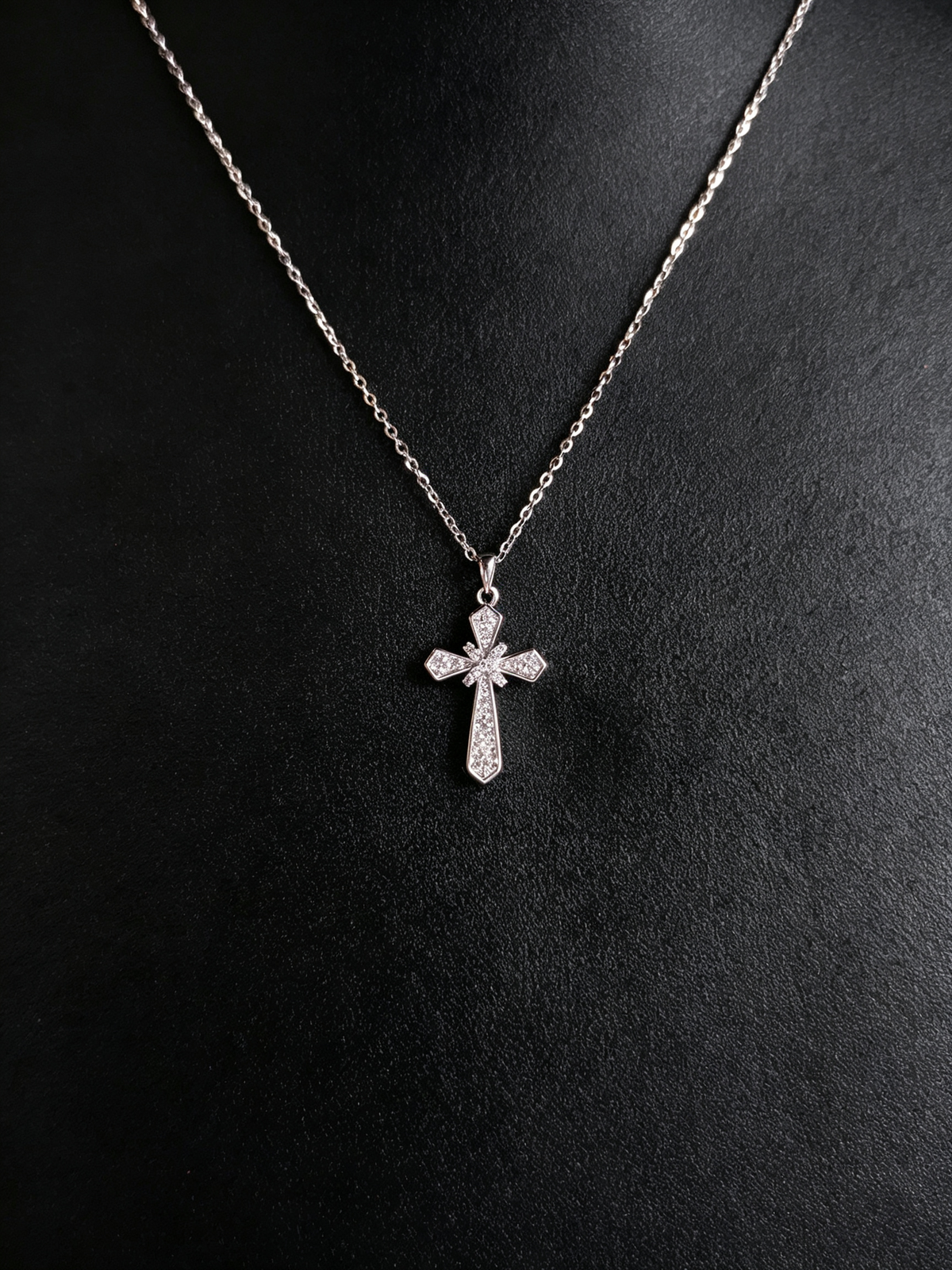 Full‑Paved Moissanite Cross Pendant Necklace