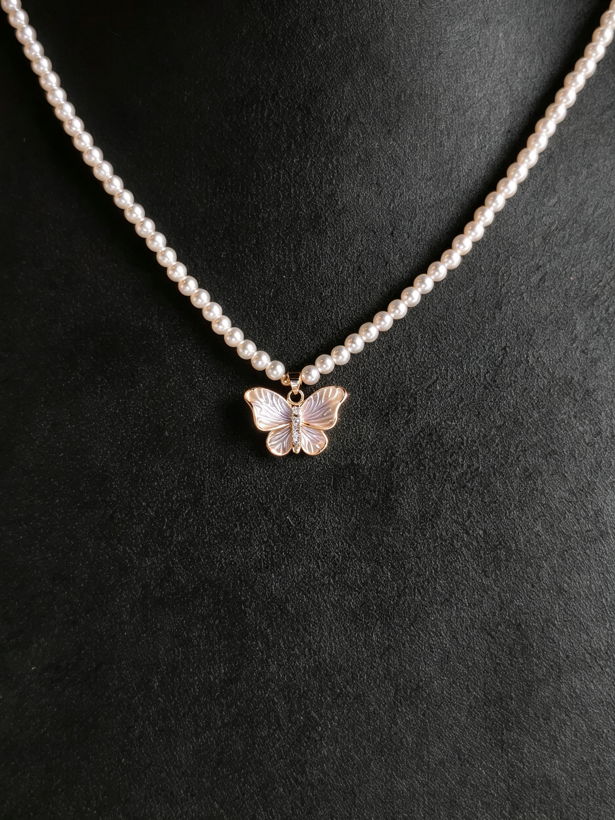 24K Gold-Plated Mother-of-Pearl Butterfly Necklace