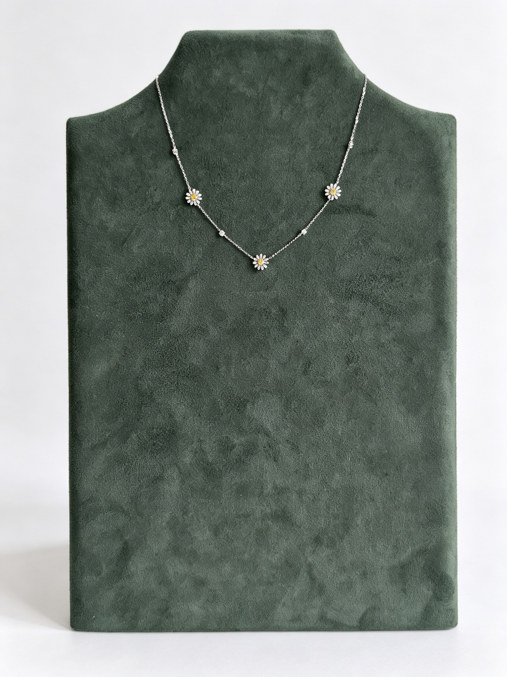 Yellow Moissanite Triple Daisy Necklace in S925 Sterling Silver